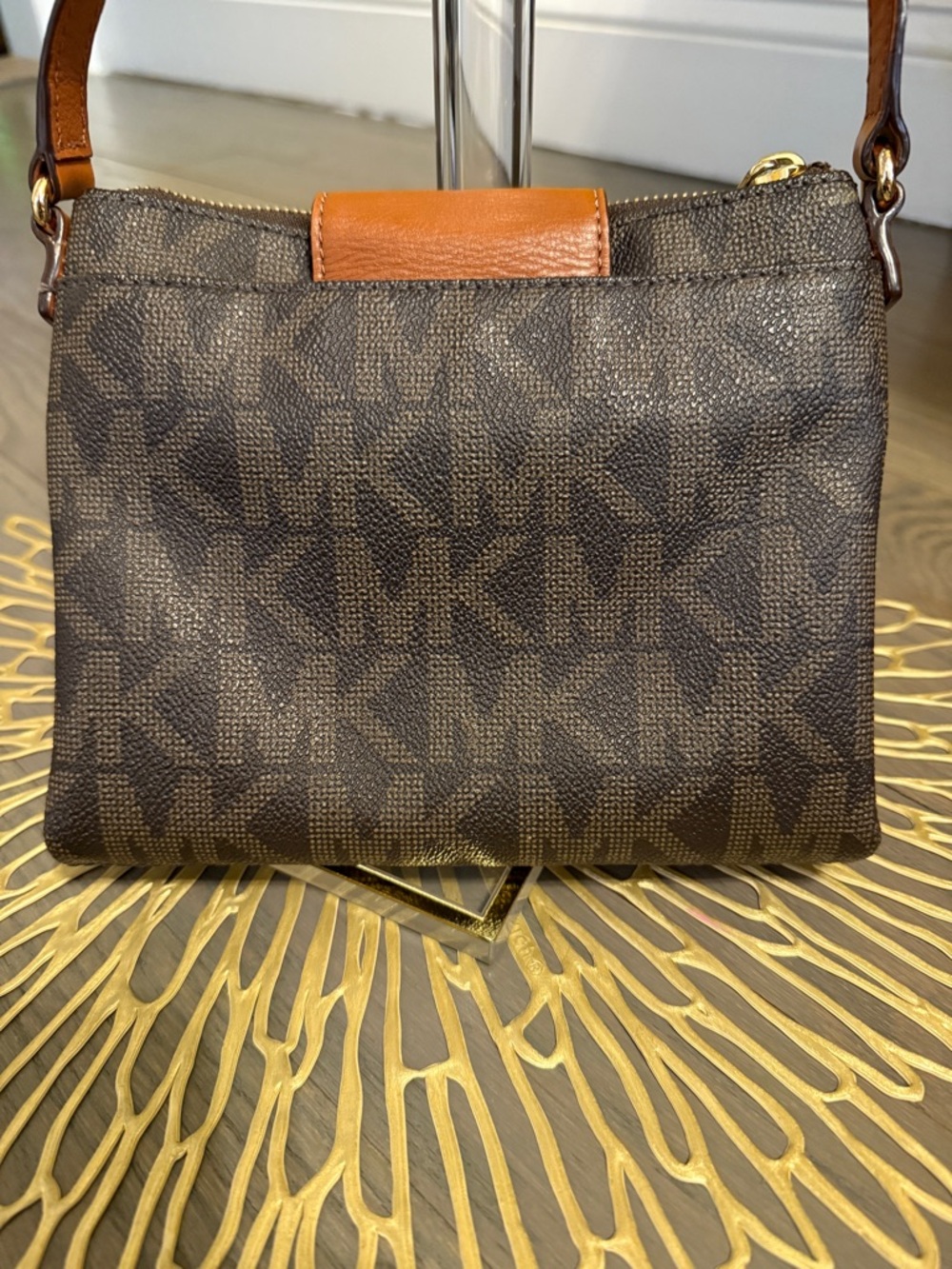 Michael Kors Bundle Black Patent Leather Belt Bag and Brown Logo Crossbody - Picture 4 of 15